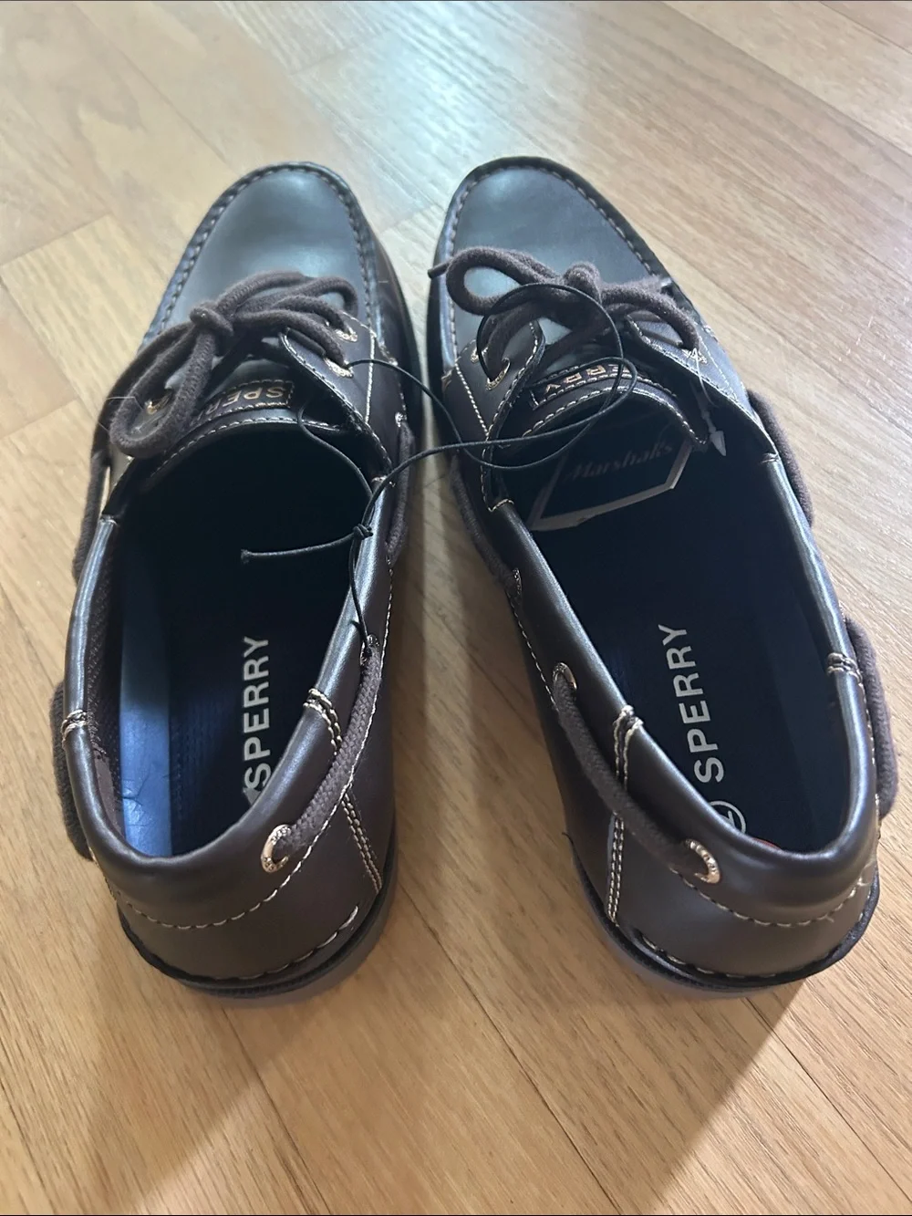 NWOT Sperry Men’s Brown Leather 2-Eye Boat Shoes, Size 9.5